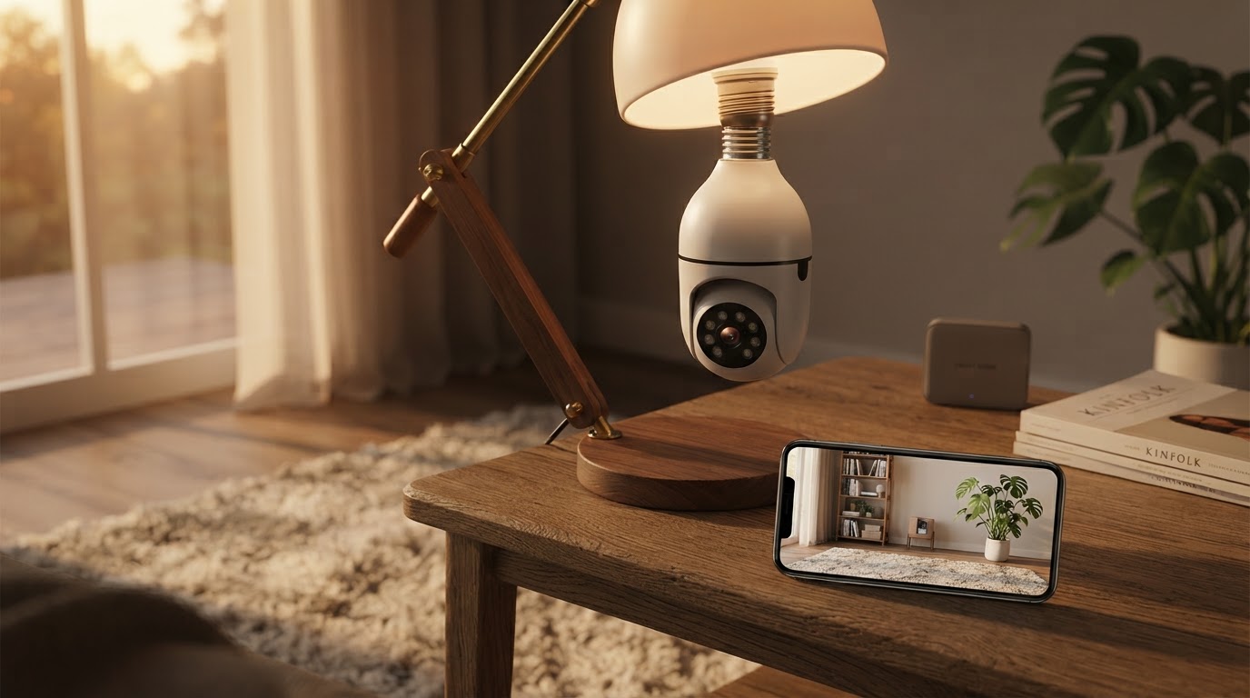How does the Bulb Security Camera function without wires?