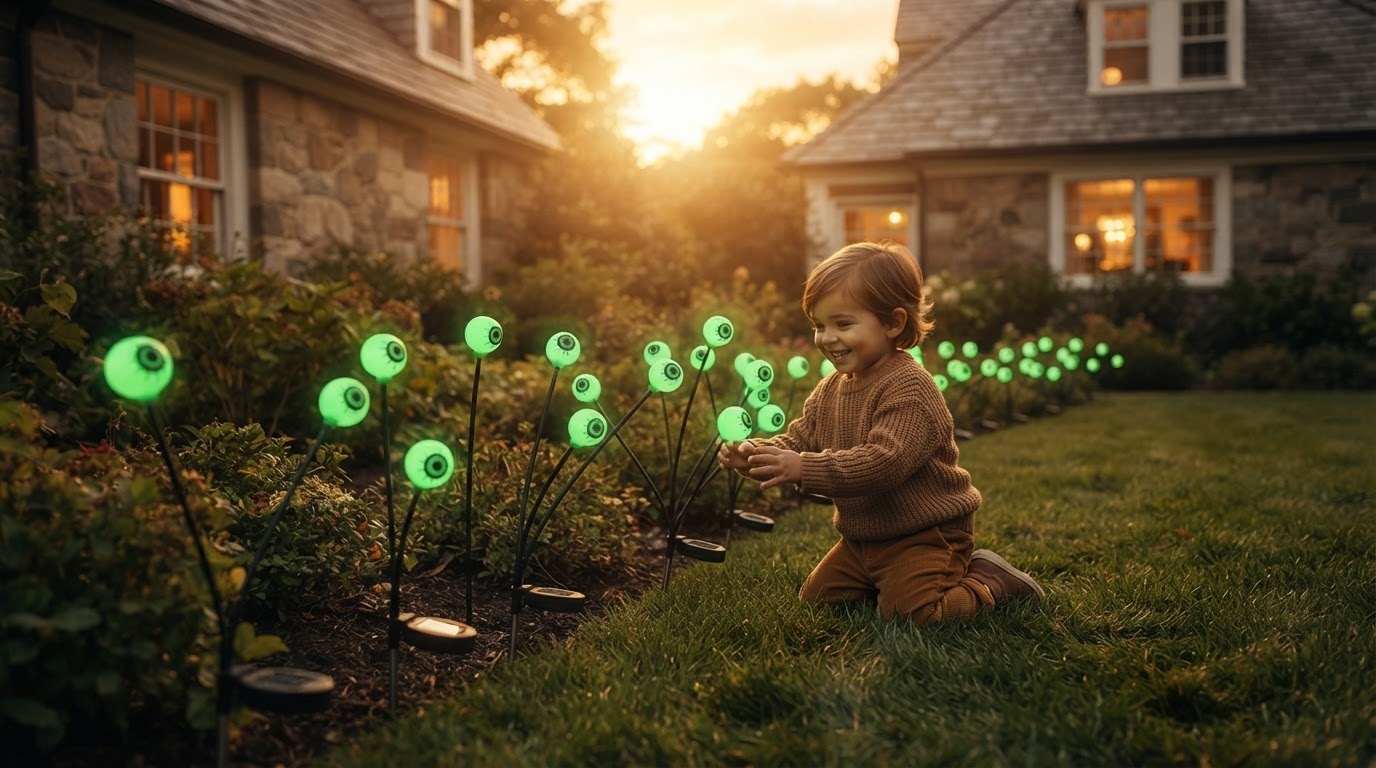 How do I install glowing eyeball lawn stakes correctly?