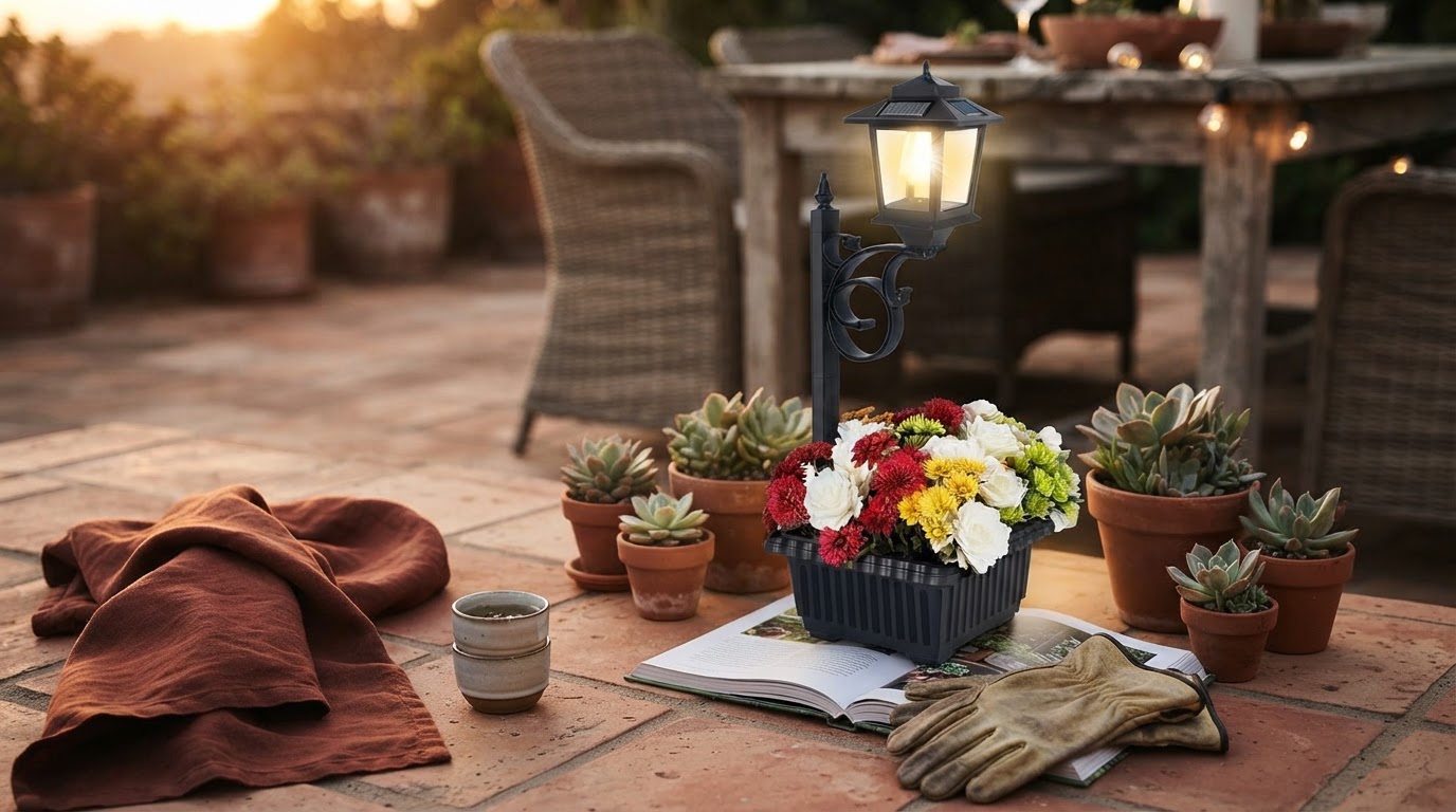 Eco-Friendly Patio Mood Lighting with Solar Planter Lamp