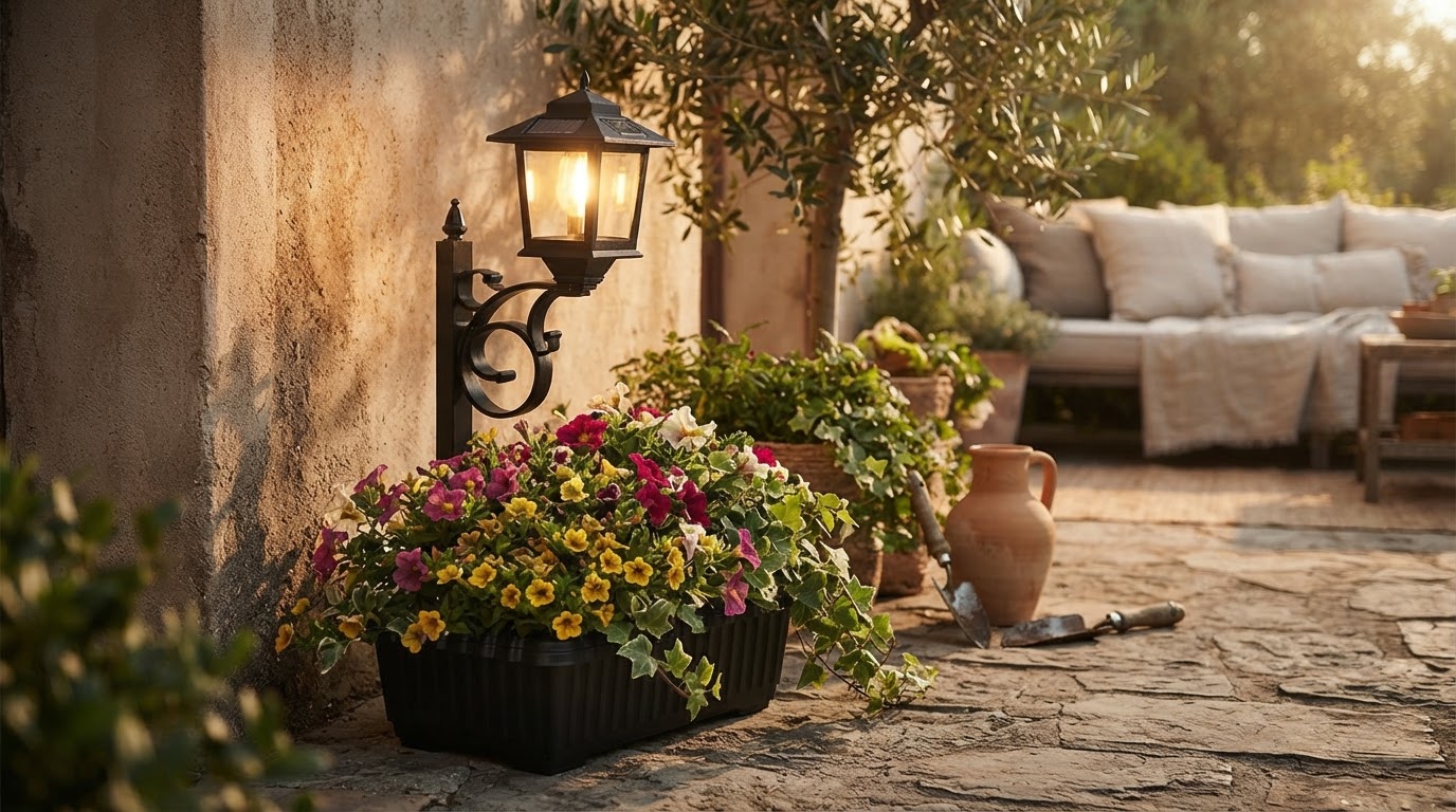 How do glowing garden pots from Solar Planter Lamp work?