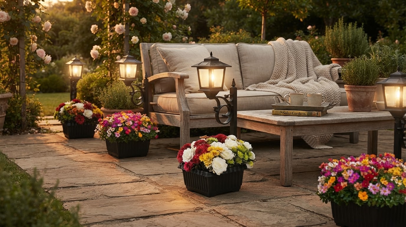 How do LED garden planters solar systems work?