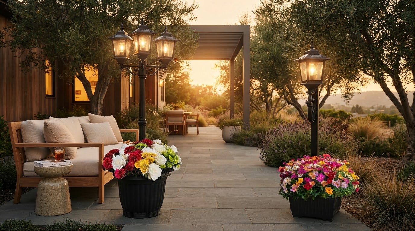 Joyoowild Lamp Post Deal vs HOODINK Solar Planter Utility