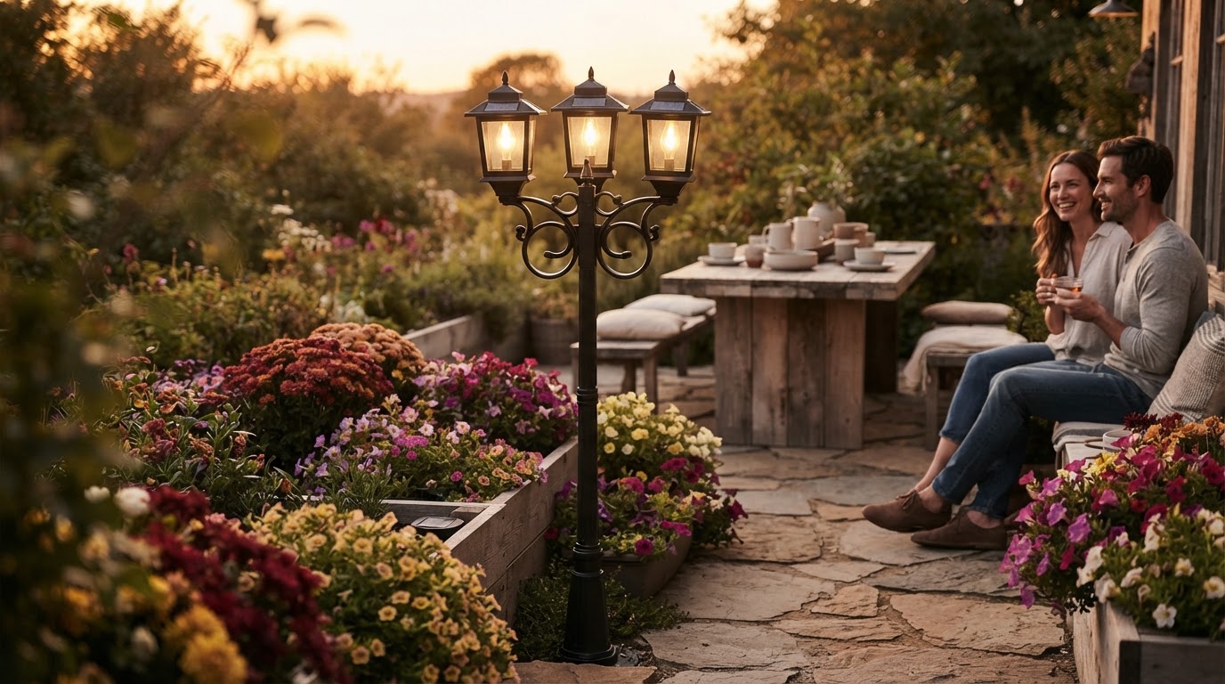 Joyoowild Lamp Post Deal Meets Solar Planter Lamp Utility