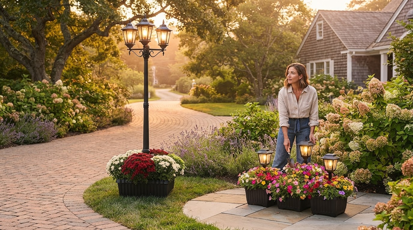 Joyoowild Lamp Post Deal vs. HOODINK Solar Planter Packs