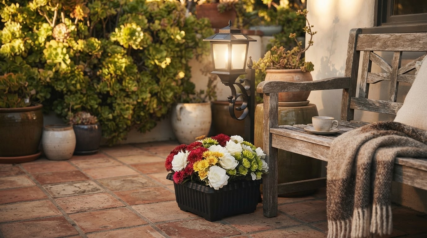 How do light up plant pots solar powered systems work?
