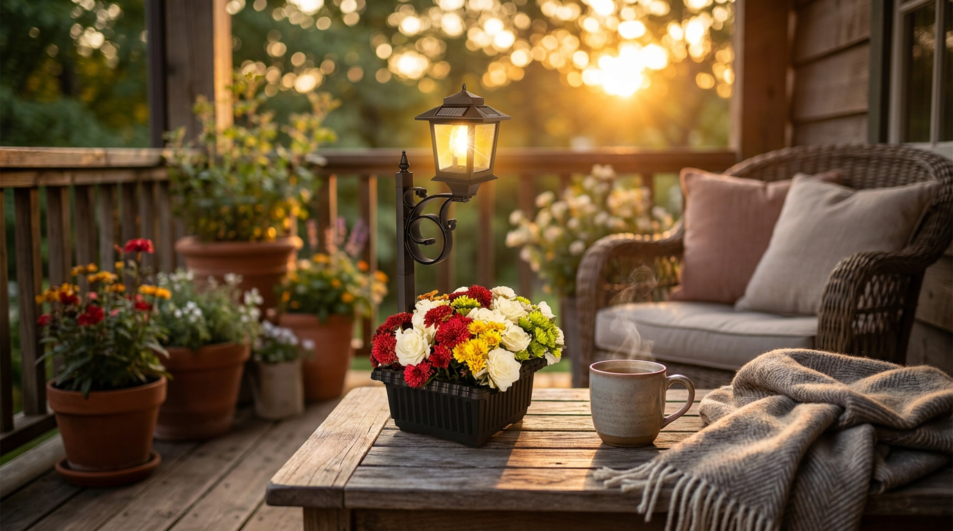A Field Test of the Solar Planter Lamp on the Porch
