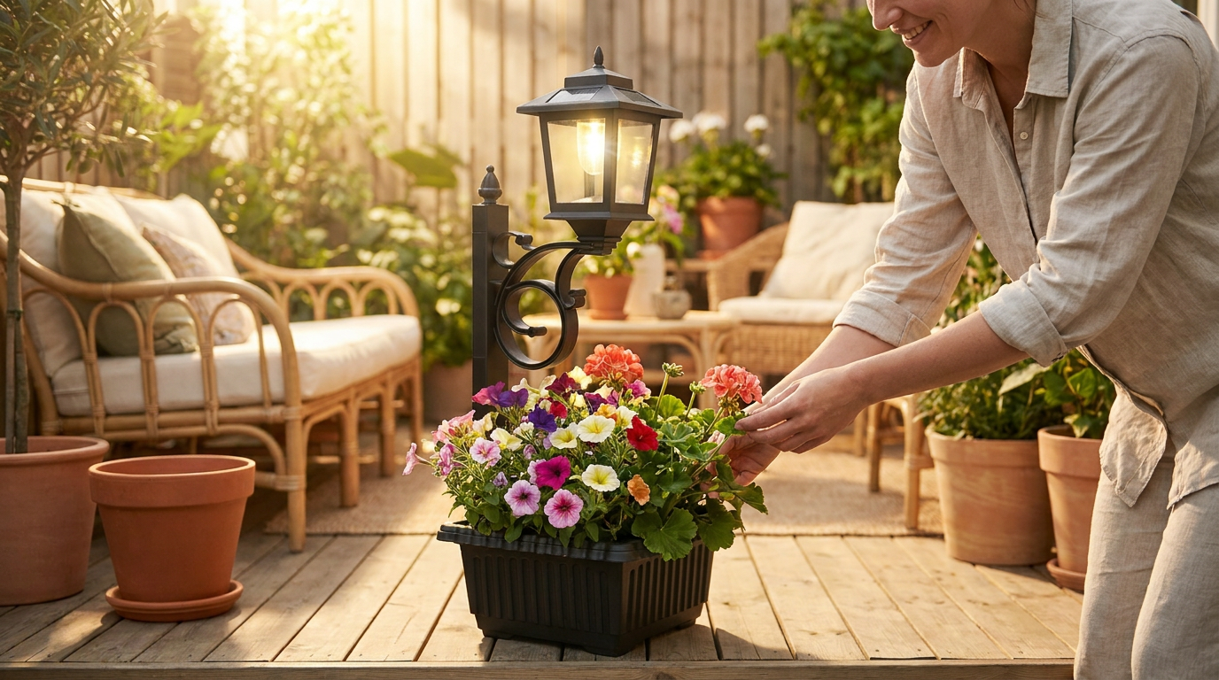 How do Solar Planter Lamp systems power flower pot lights?