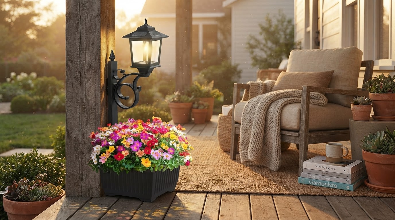 Enhancing Porch Aesthetics With Solar Planter Lamp Utility