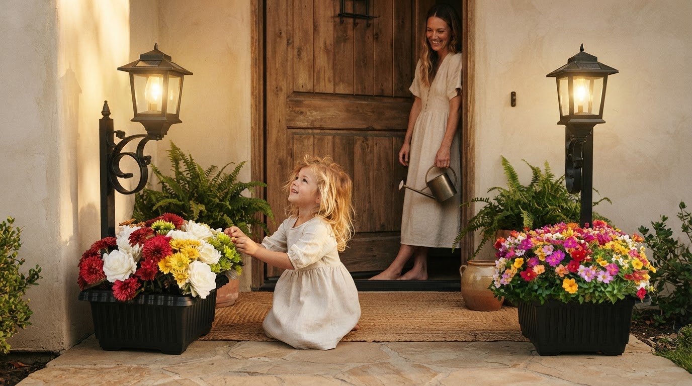 How to achieve a wireless outdoor foyer lighting aesthetic?