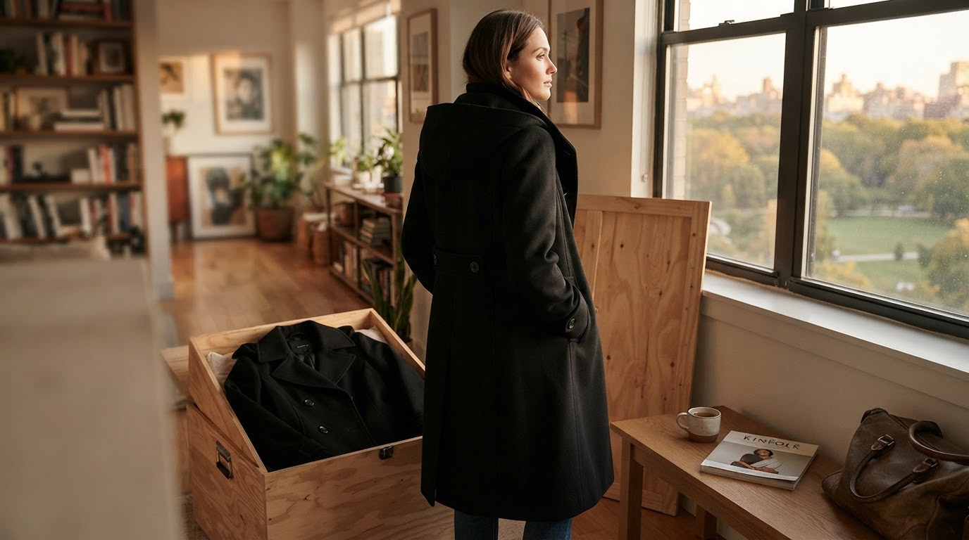 Hooded Wool Pea Coat Design for Long Silhouette Utility