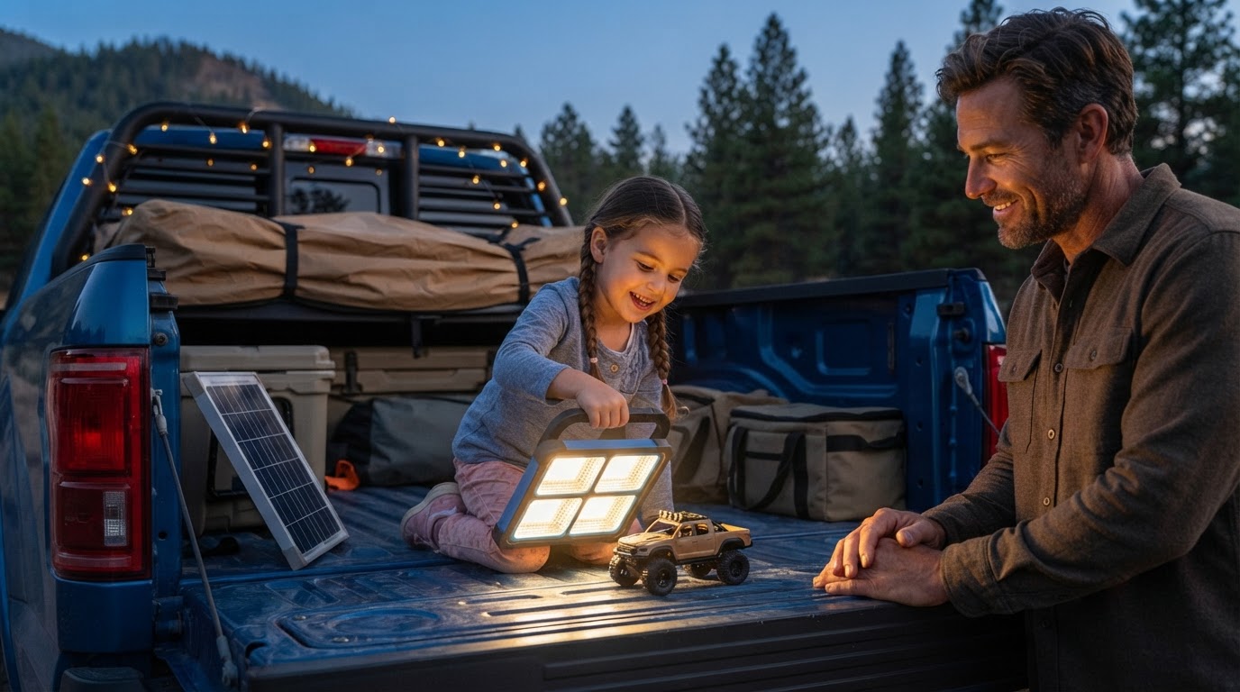 5-Step Setup for Solar Magnetic LED Work Light in Trucks