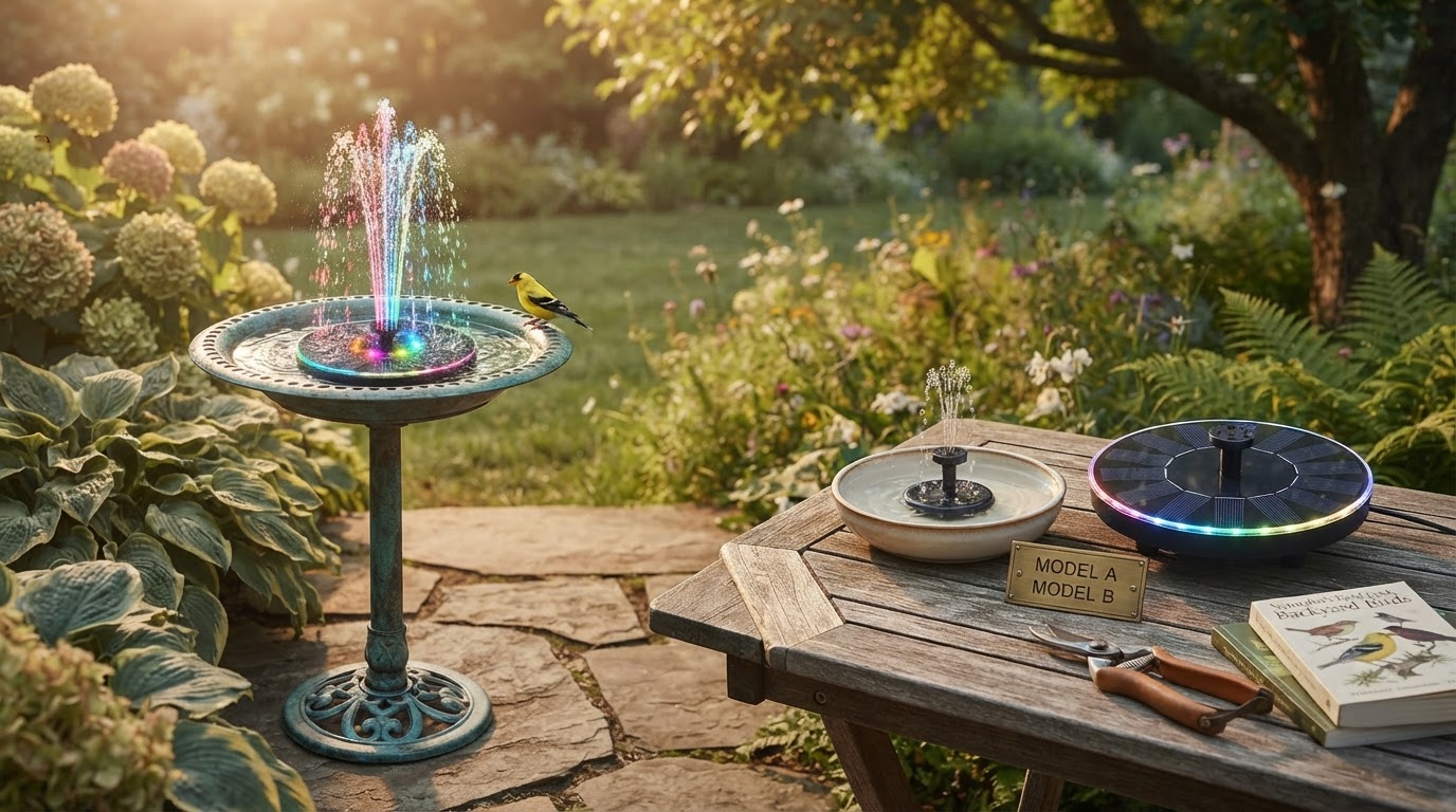 Choosing a Colorful Solar Fountain Pump for Bird Baths