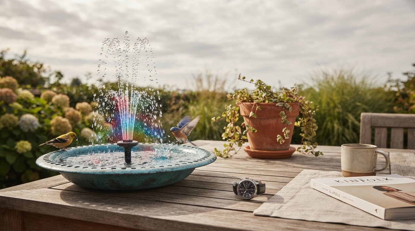 I Timed a Colorful Solar Fountain Through Cloudy Patio Light