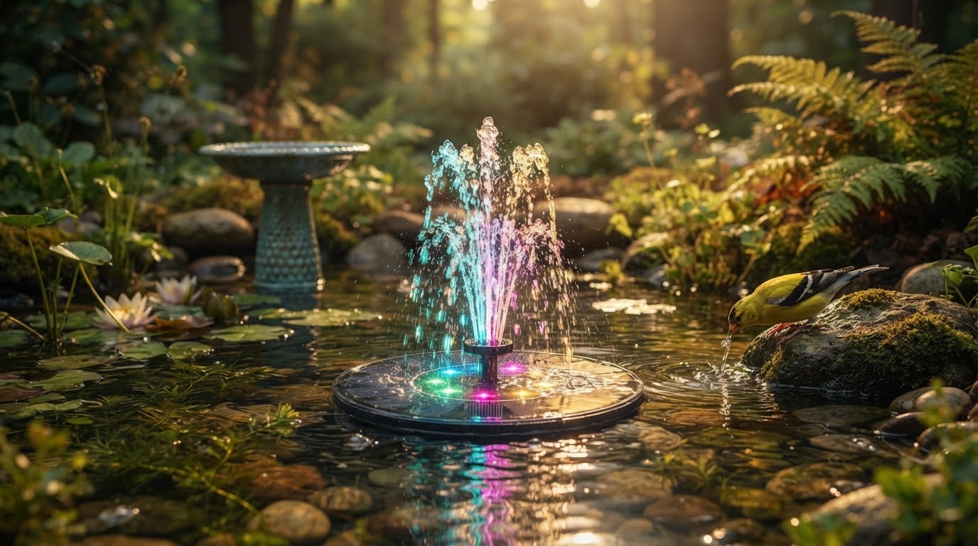 Maintaining a Colorful Solar Fountain Pump in Ponds