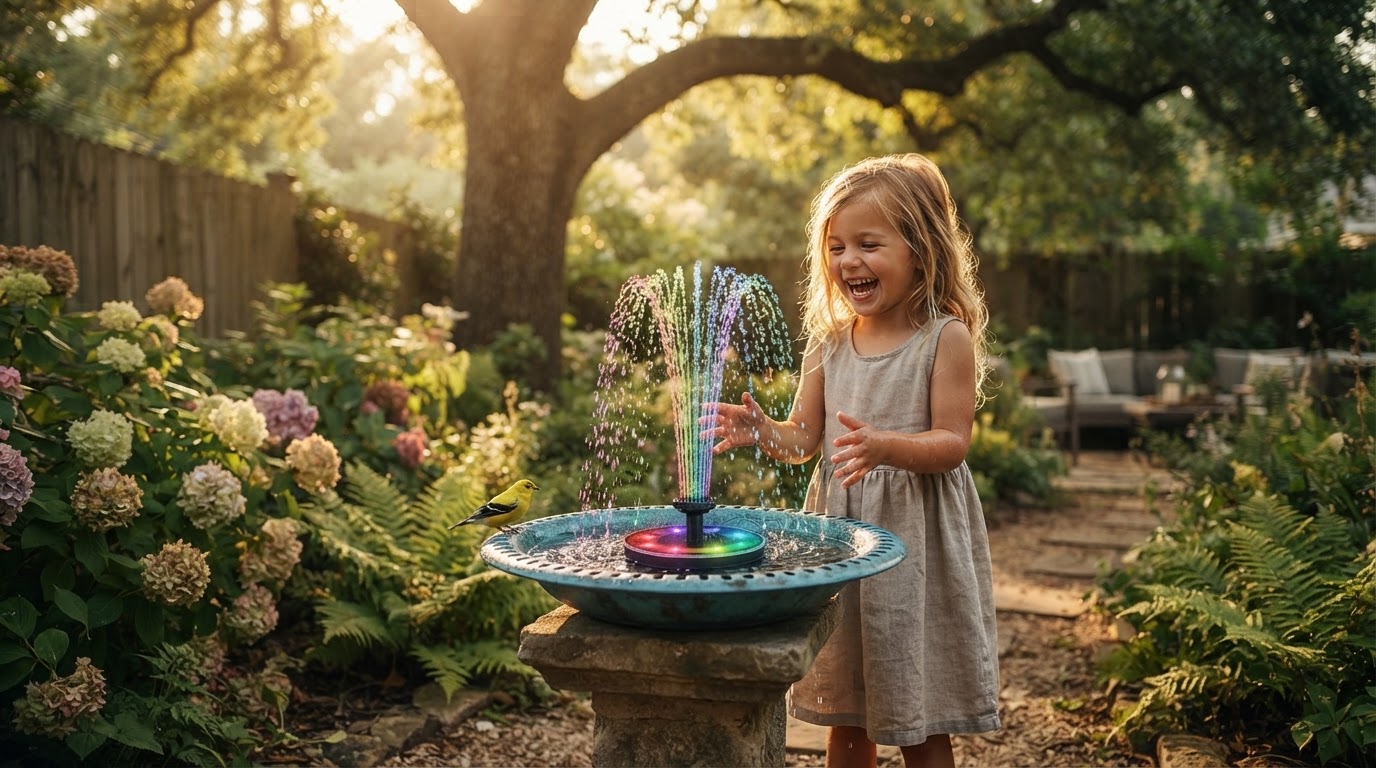 5-Step Setup for an Outdoor Color Changing Solar Water Feature