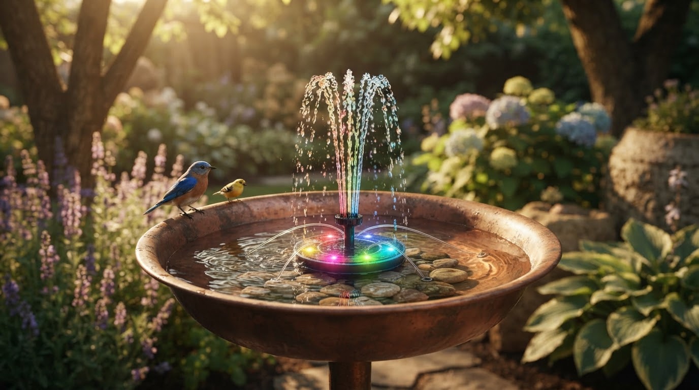 How to Stop Water Loss and Drifting in Solar Bird Bath Fountains