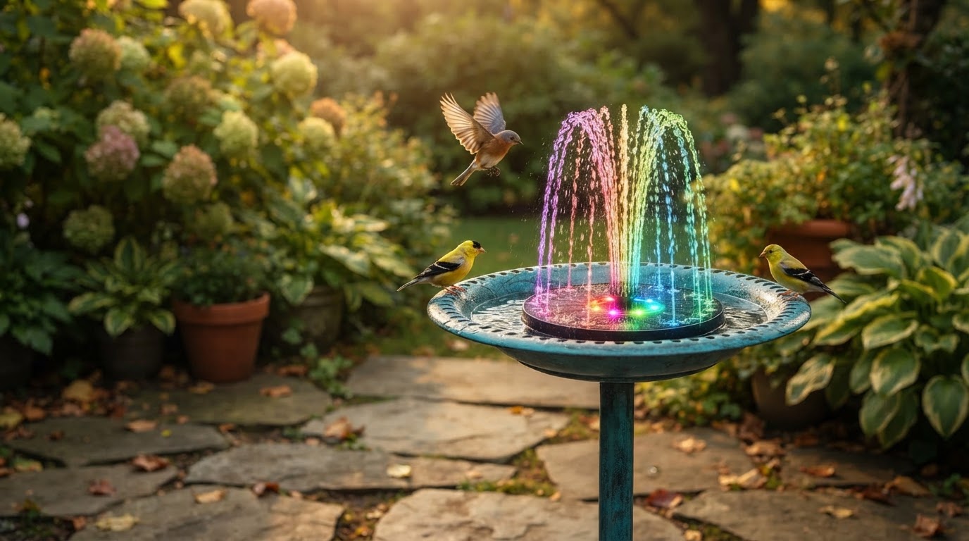 Why choose a Colorful Solar Fountain Pump for bird baths?