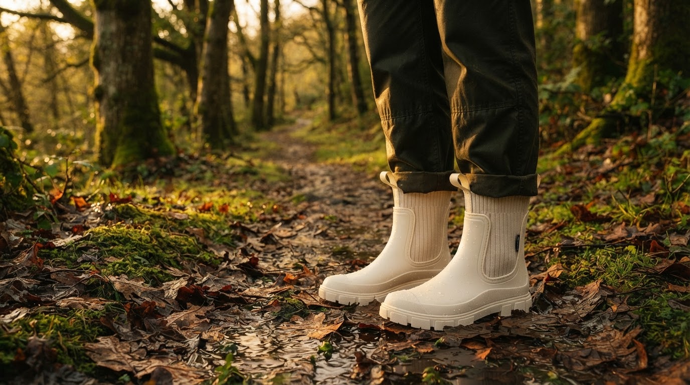 A Rounded-Toe Rain Boot Framework for Long, Wet Outdoor Walks