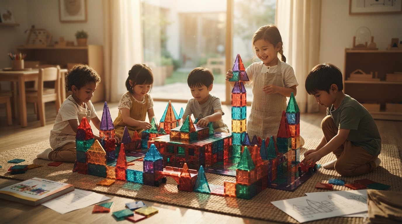 Building a Kindergarten Village with STEM Magnetic Tiles