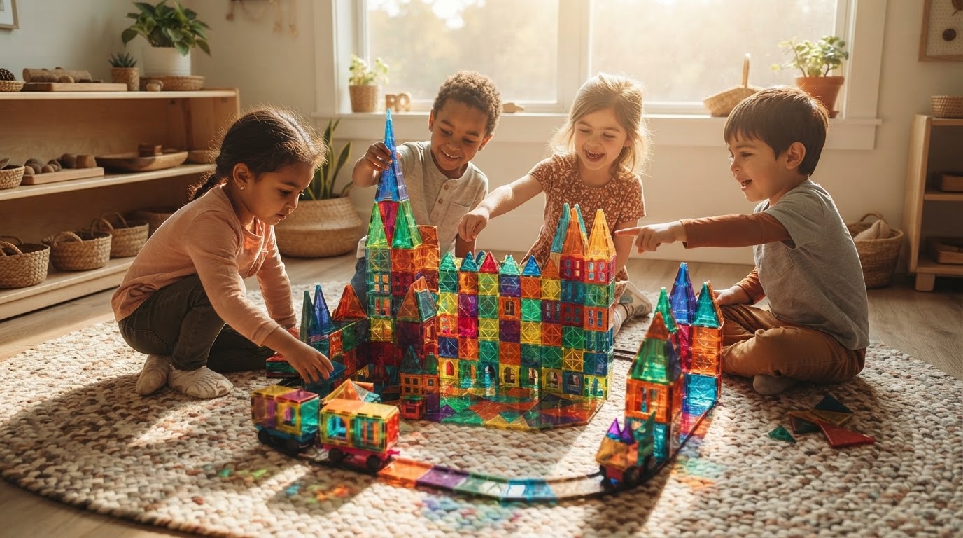 STEM Magnetic Tiles Kindergarten Village Framework