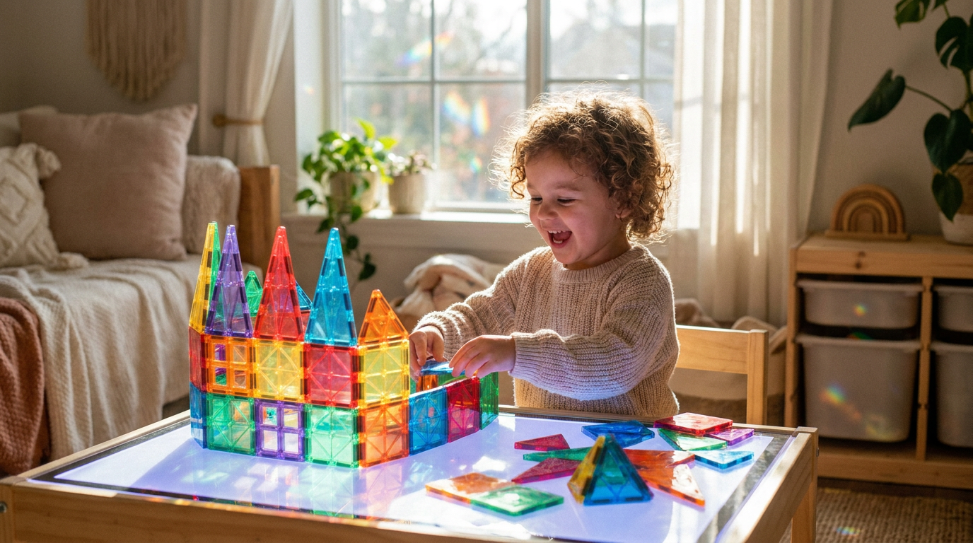 How do STEM Magnetic Tiles work on a light table?