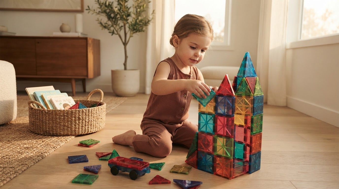 Why are STEM Magnetic Tiles effective for 3 year olds?