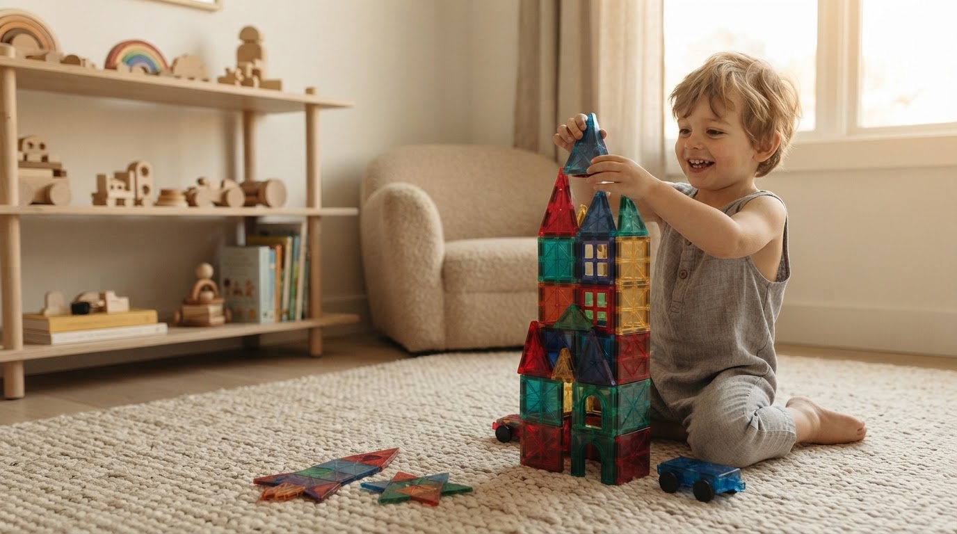 What are STEM Magnetic Tiles ideas for a 3 year old?
