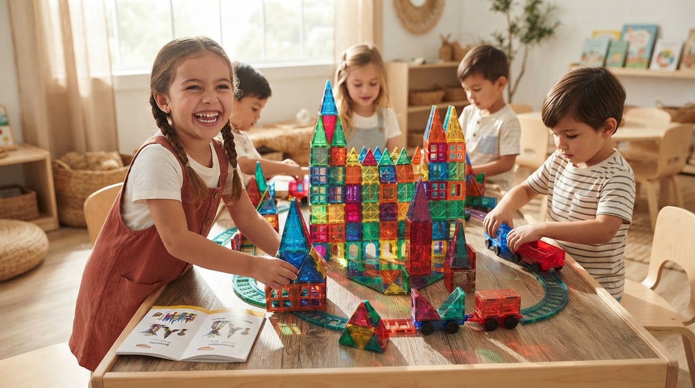 STEM Magnetic Tiles Kindergarten Village Framework