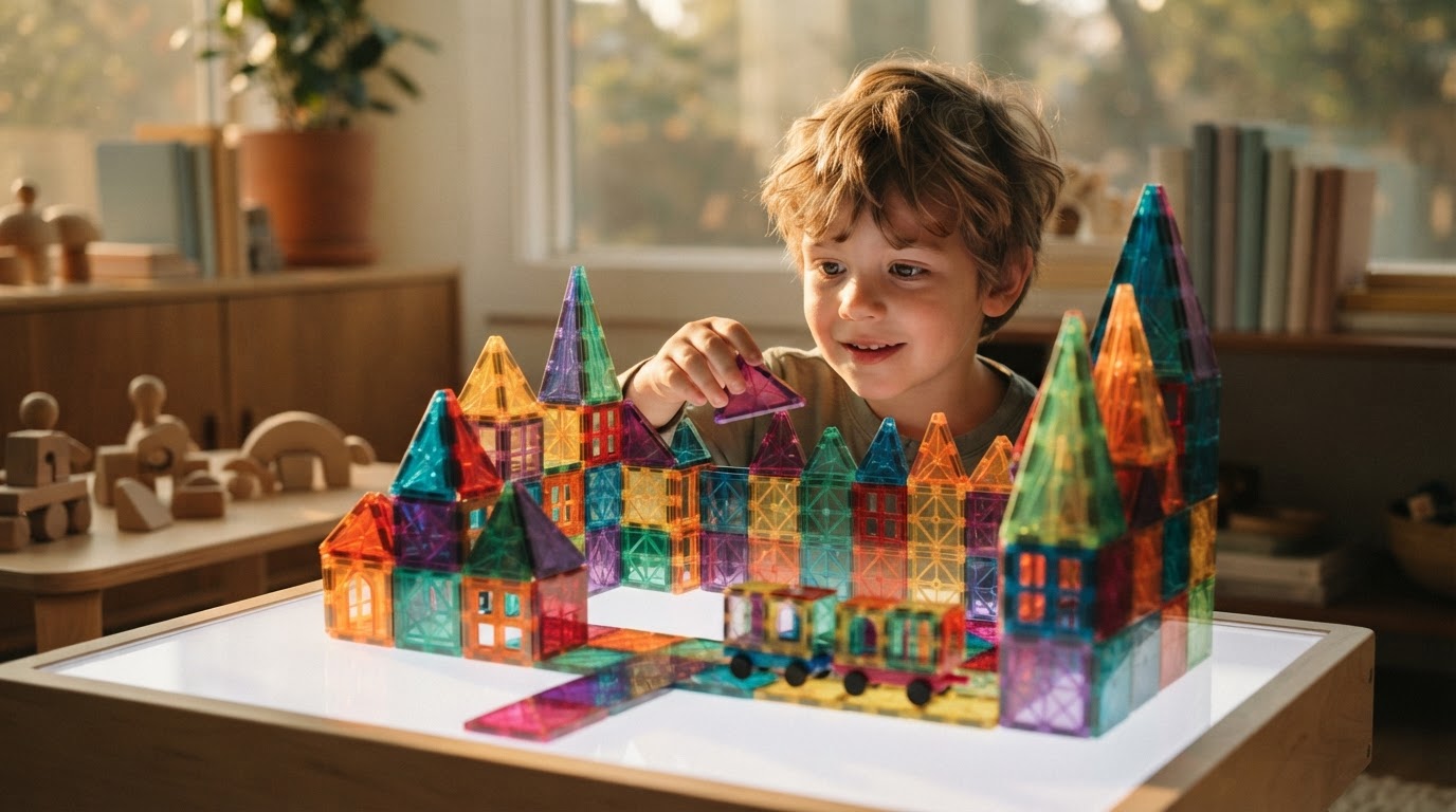 STEM Magnetic Tiles Light Table Village Projects