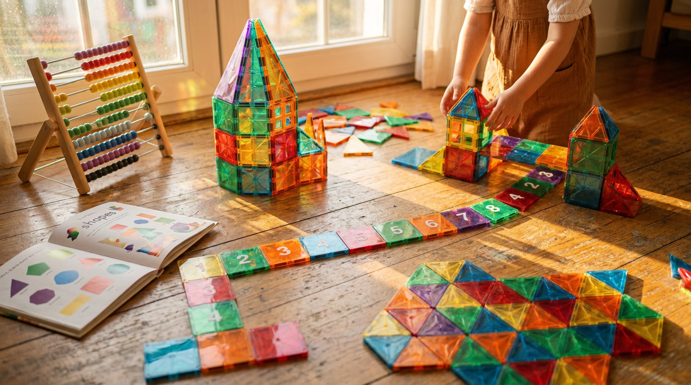 Preschool Math Activities Using STEM Magnetic Tiles