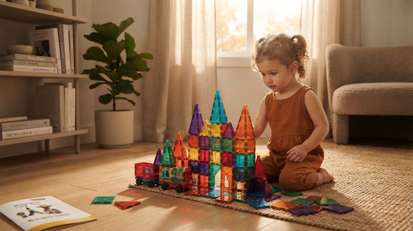 Which STEM Magnetic Tiles develop skills in 3 year olds?
