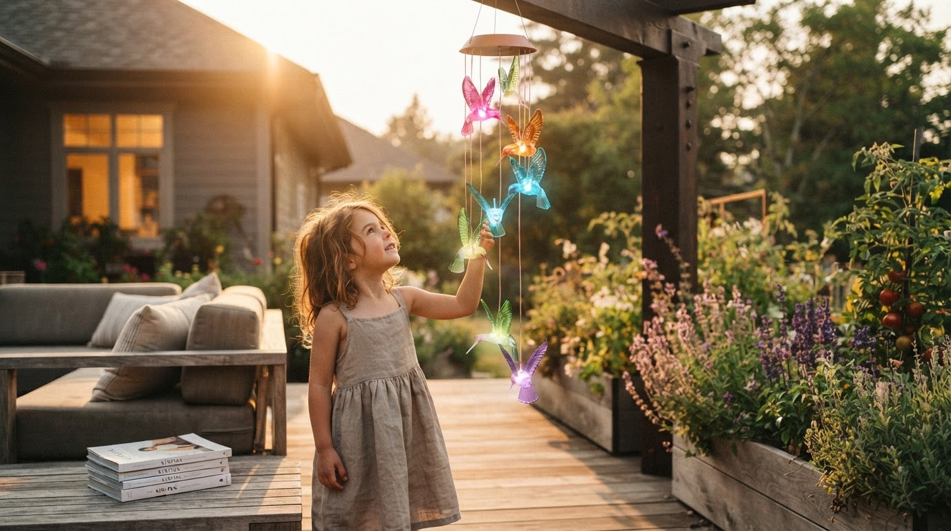 How do I hang Solar Hummingbird WindChimes outdoors?