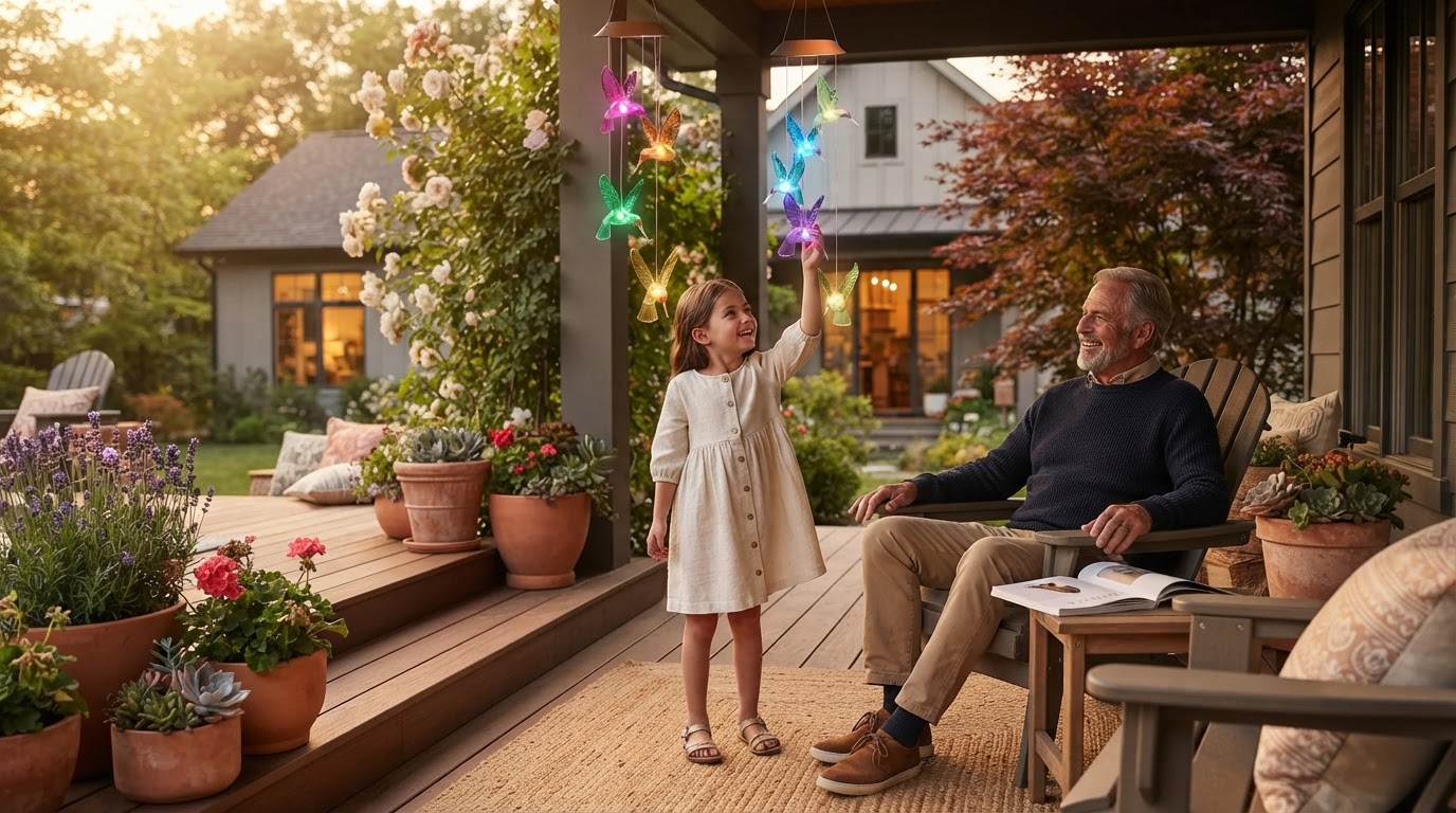 5 Porch Layouts for Solar Hummingbird WindChimes 