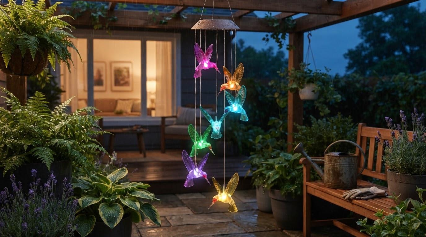 Are Solar Hummingbird WindChimes waterproof for gardens?