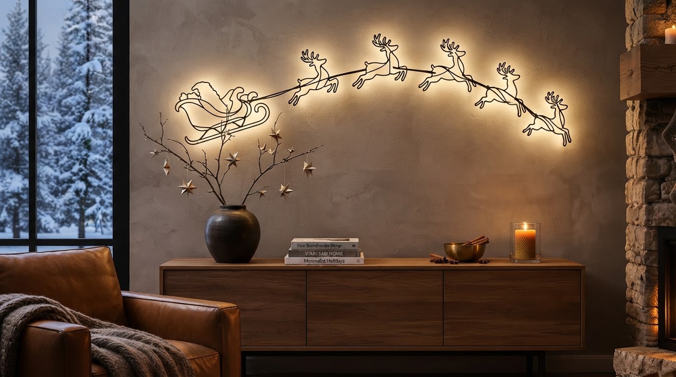 Minimalist Christmas Reindeer Wall Decor Silhouettes