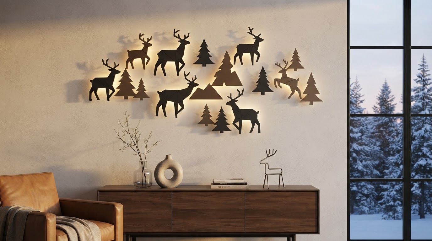 What defines a modern Christmas Reindeer Wall Decor style?