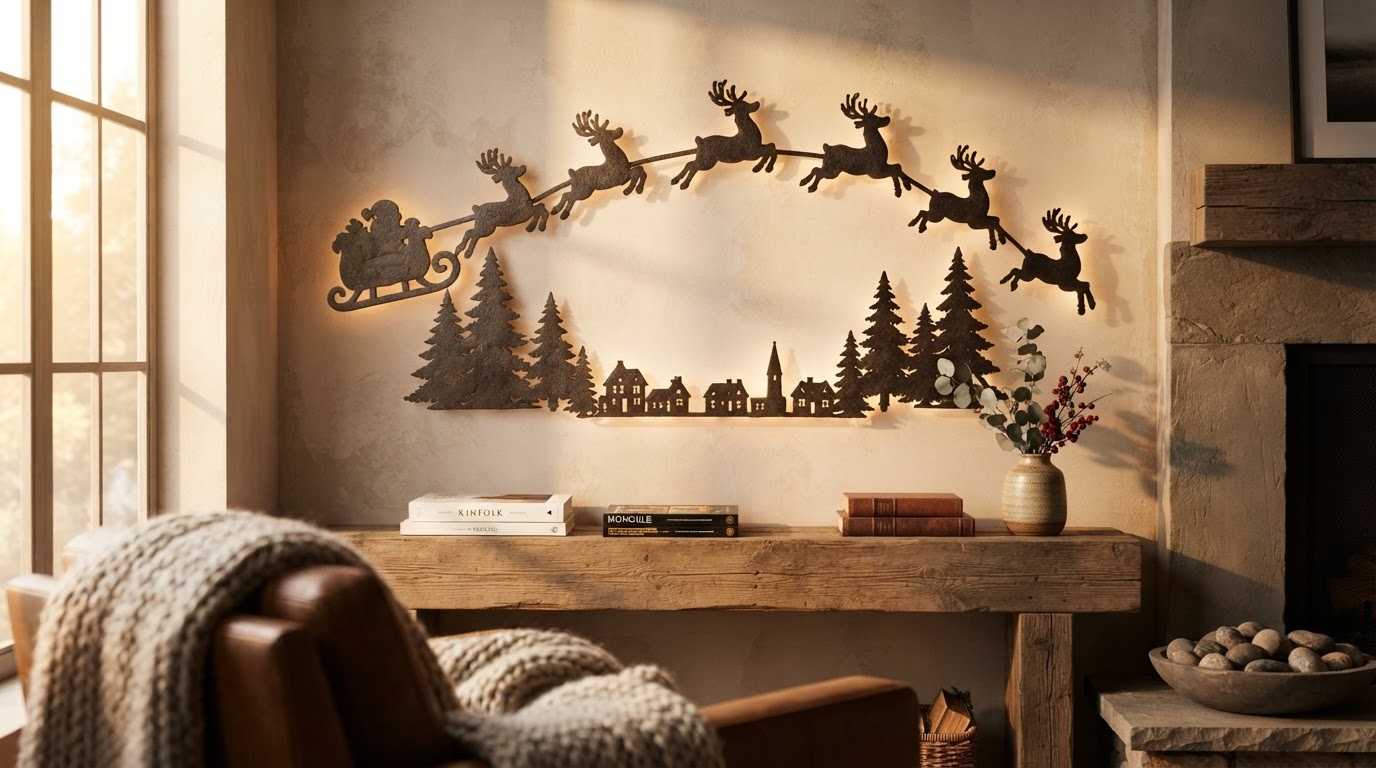 Rustic Metal Reindeer Wall Art by Christmas Reindeer Wall