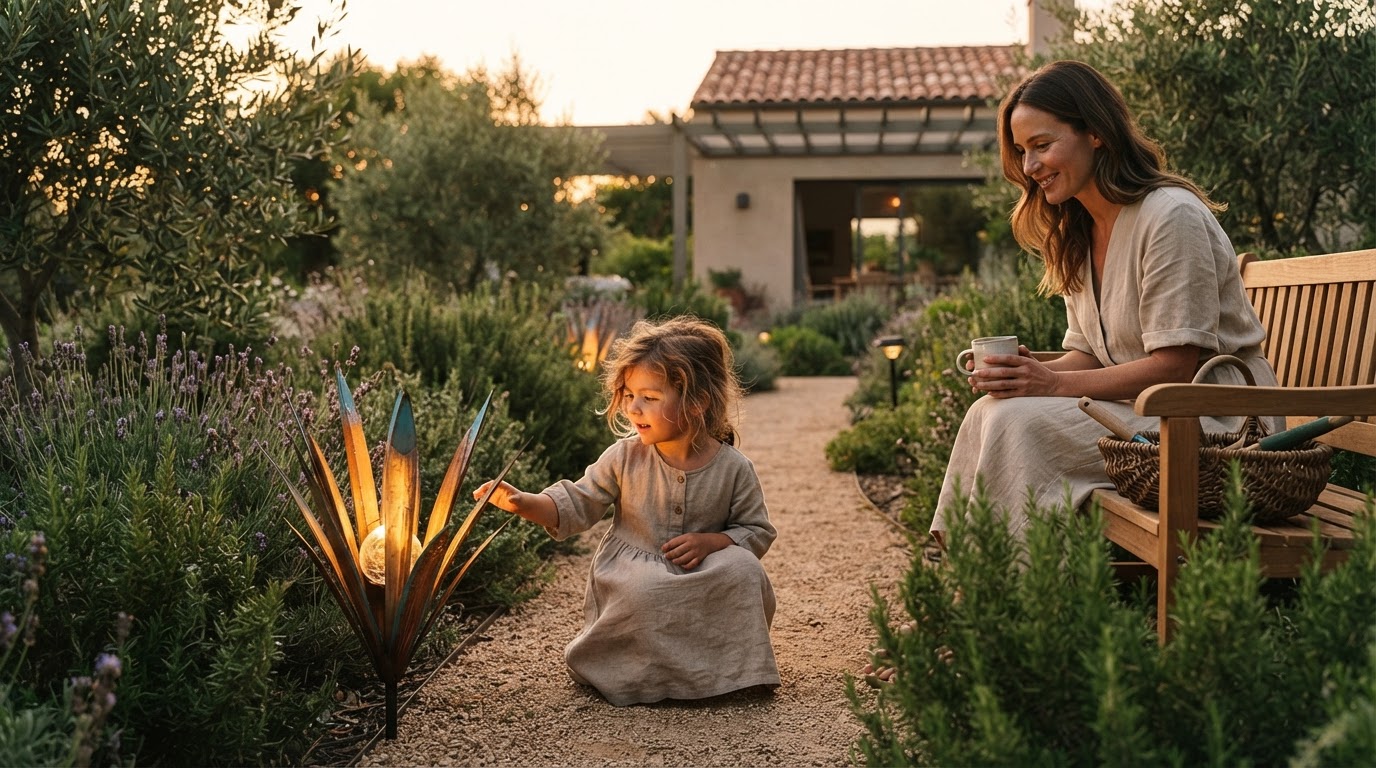 How do Solar Agave Lights function as garden decor?