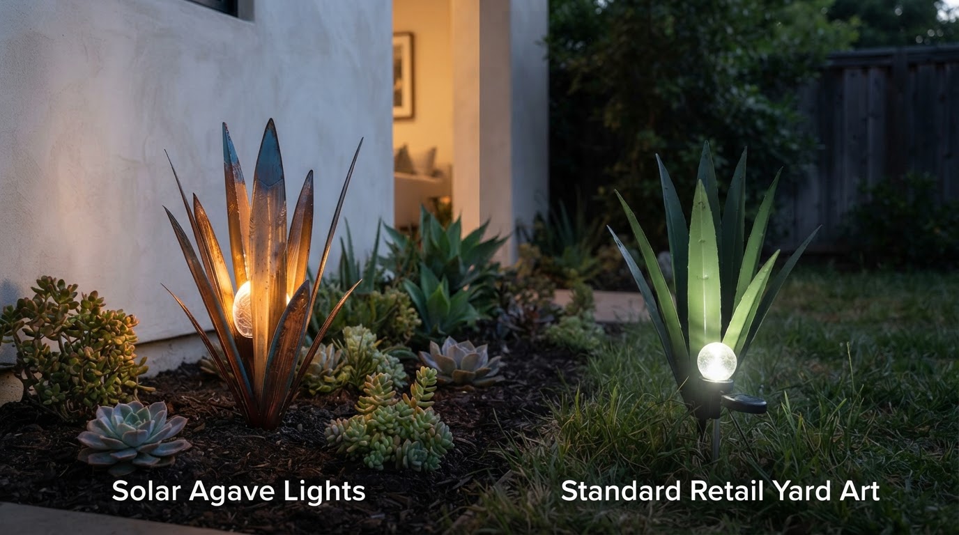How do Solar Agave Lights compare to retail yard art?