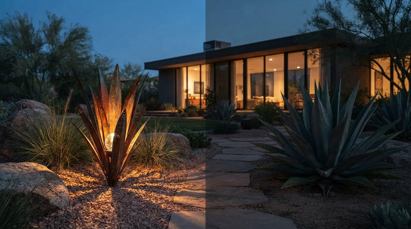How do Solar Agave Lights improve desert landscape lighting?