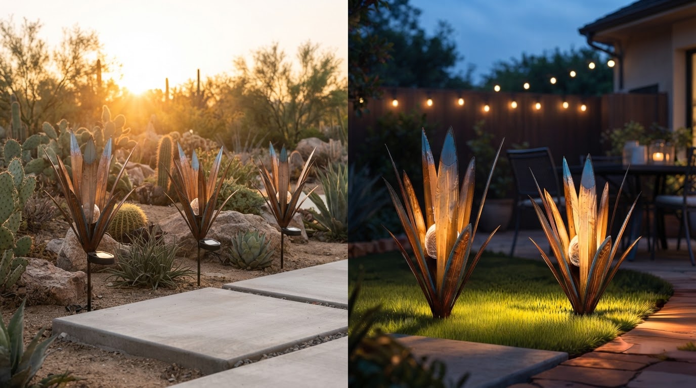 How do Solar Agave Lights improve desert landscape lighting?