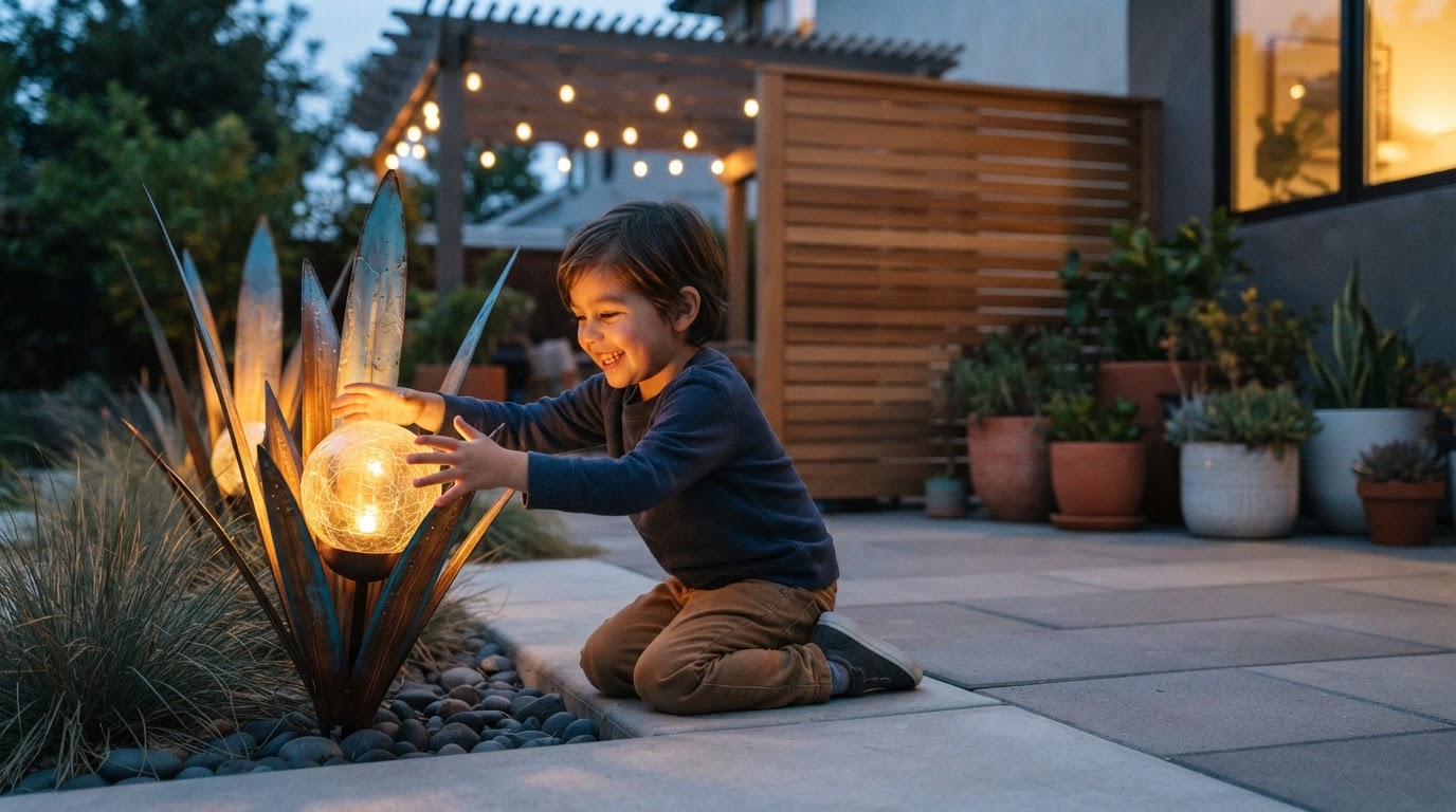 How to style Solar Agave Lights on a modern patio?