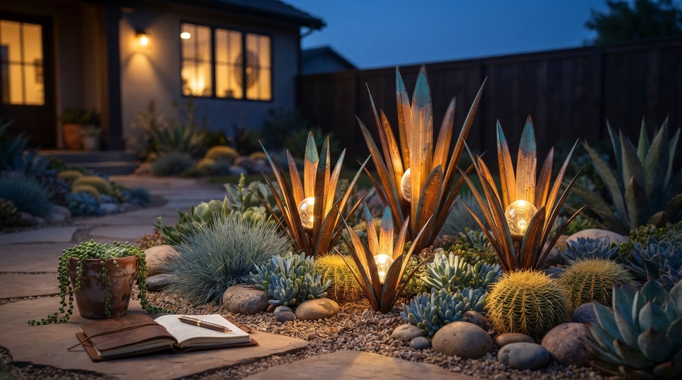Integrating Solar Agave Lights Into Xeriscape Designs