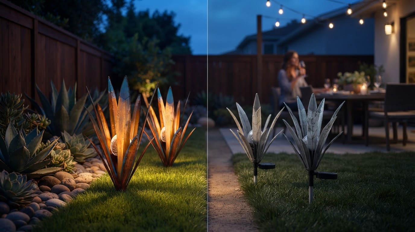 Why choose metal Solar Agave Lights over plastic stakes?