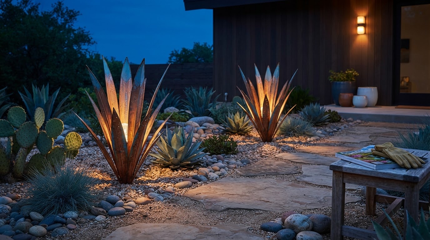 Solar Agave Lights for Arid Landscape Design