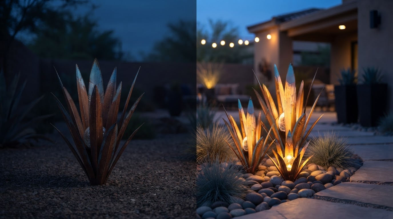Why choose Solar Agave Lights for metal cactus decor?