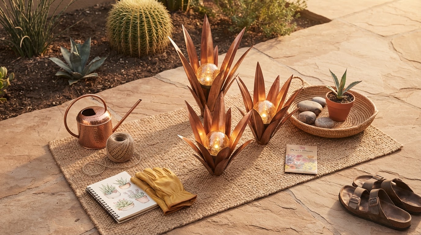 Sustainable Desert Landscaping with Solar Agave Lights