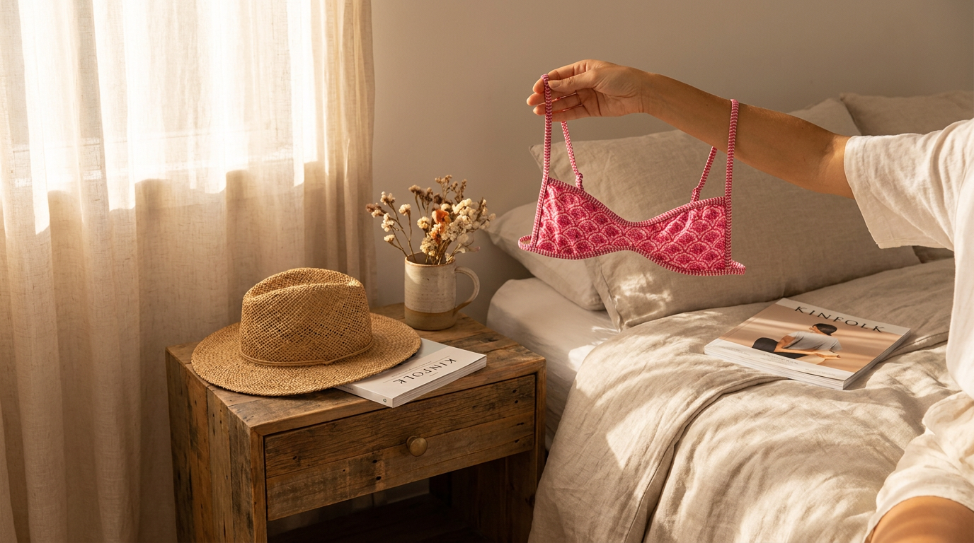What defines a dainty floral bikini top?