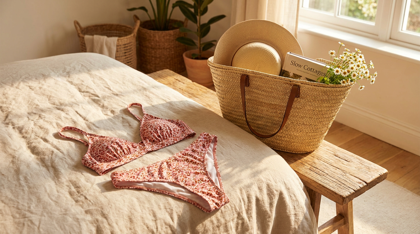 What defines a ditsy Floral Print Bikini Set?