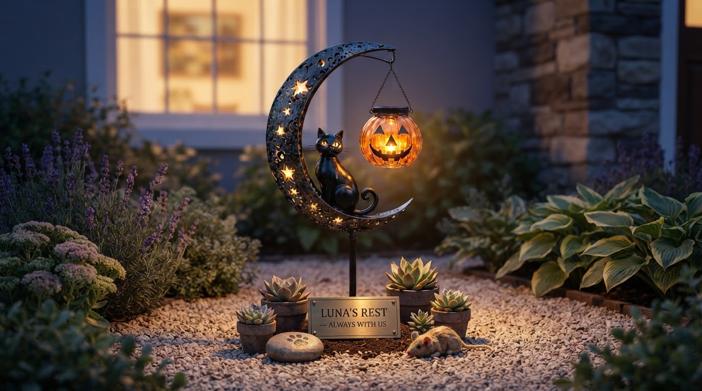 How does the Solar Meow Decor Light function as a memorial?